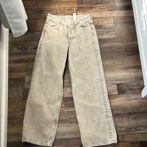 Beige Wide-Leg Jeans